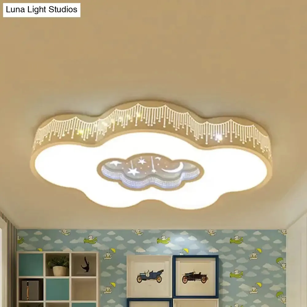 Romantic White Cloud Ceiling Mount Light with Star Acrylic Lamp for Hallway