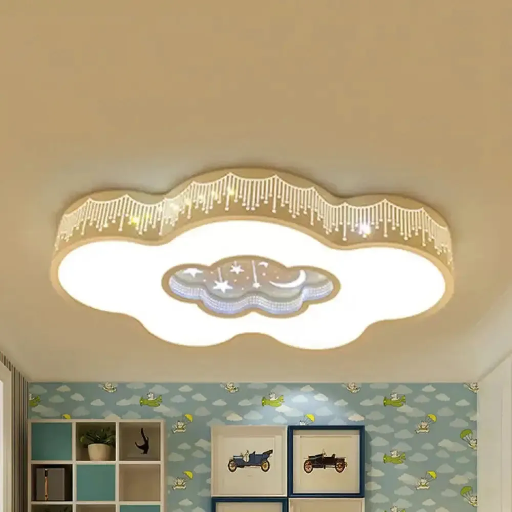 Romantic White Cloud Ceiling Mount Light with Star Acrylic Lamp for Hallway