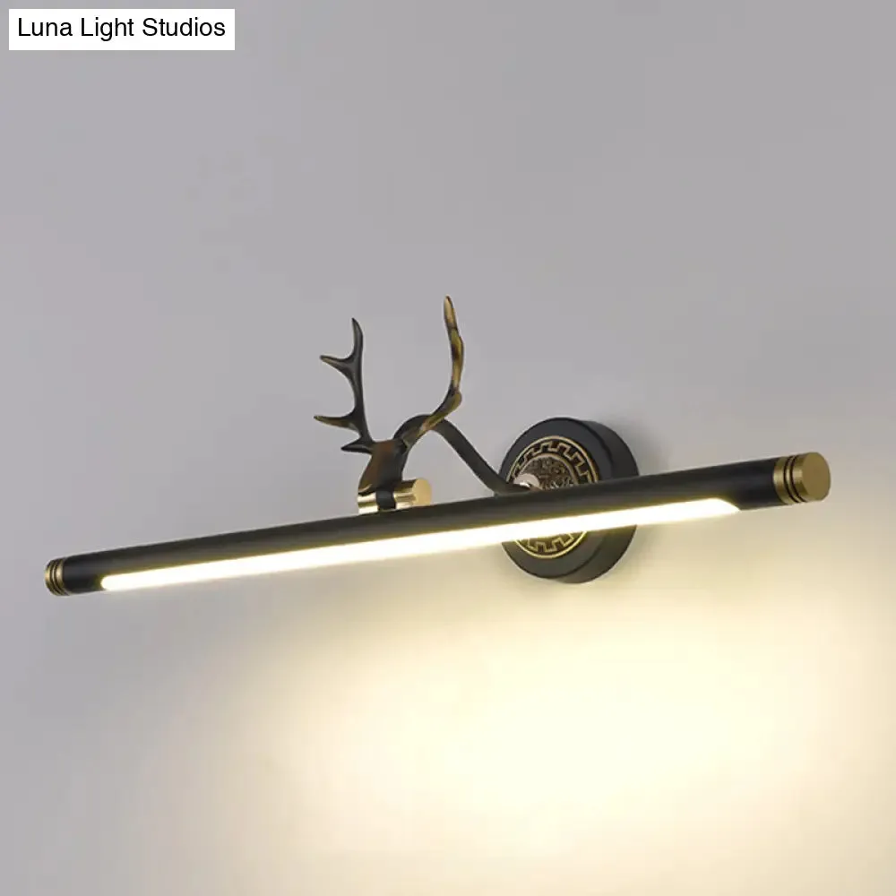 Rotatable LED Tube Vanity Light with Rustic Antler Design - Perfect for Bathroom