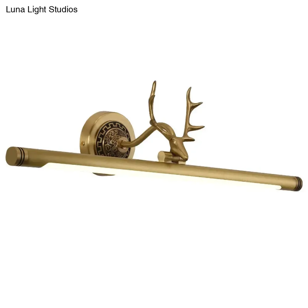 Rotatable LED Tube Vanity Light with Rustic Antler Design - Perfect for Bathroom