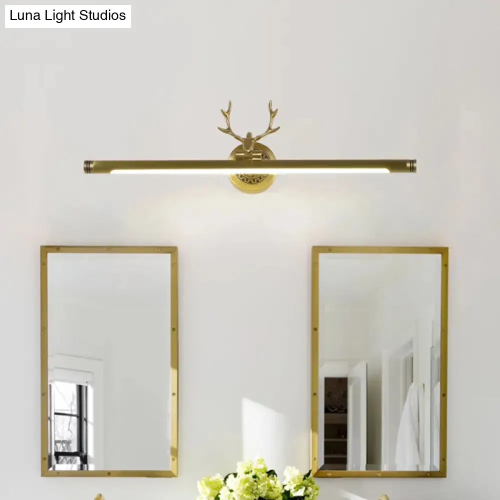 Rotatable LED Tube Vanity Light with Rustic Antler Design - Perfect for Bathroom