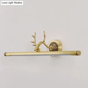 Rotatable LED Tube Vanity Light with Rustic Antler Design - Perfect for Bathroom