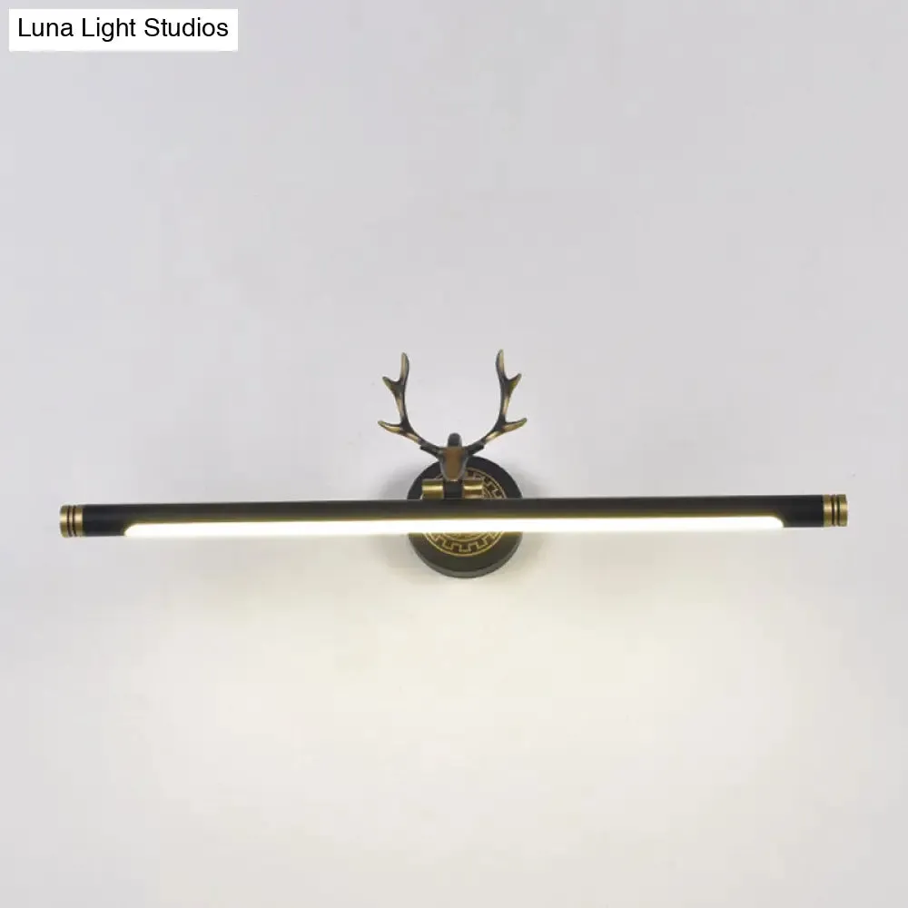 Rotatable LED Tube Vanity Light with Rustic Antler Design - Perfect for Bathroom