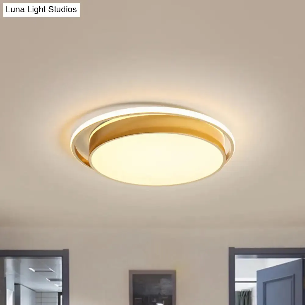 Round Flush Mount LED Ceiling Light in Simple Acrylic Design - Black/Gold Finish - Remotely Dimmable - 10"/18"/21.5" Width - Warm/White Light Options