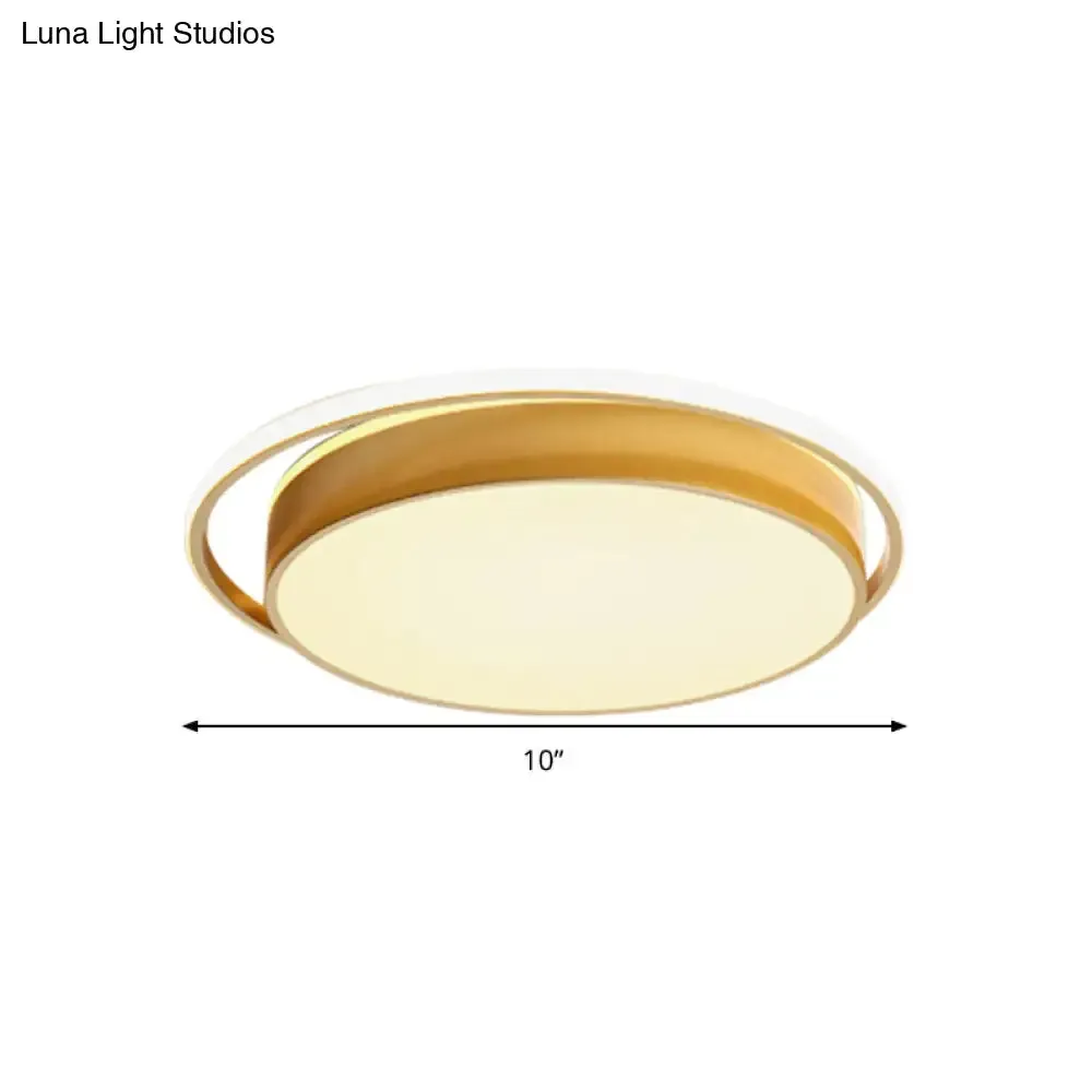 Round Flush Mount LED Ceiling Light in Simple Acrylic Design - Black/Gold Finish - Remotely Dimmable - 10"/18"/21.5" Width - Warm/White Light Options