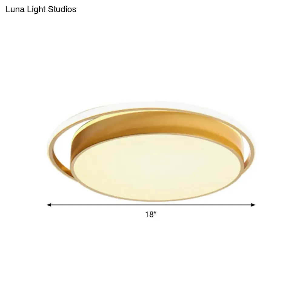 Round Flush Mount LED Ceiling Light in Simple Acrylic Design - Black/Gold Finish - Remotely Dimmable - 10"/18"/21.5" Width - Warm/White Light Options