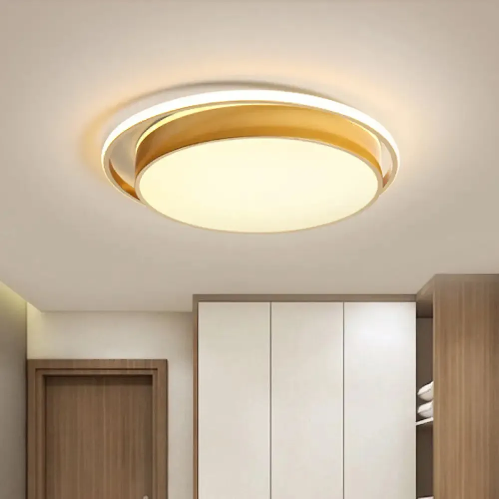 Round Flush Mount LED Ceiling Light in Simple Acrylic Design - Black/Gold Finish - Remotely Dimmable - 10"/18"/21.5" Width - Warm/White Light Options