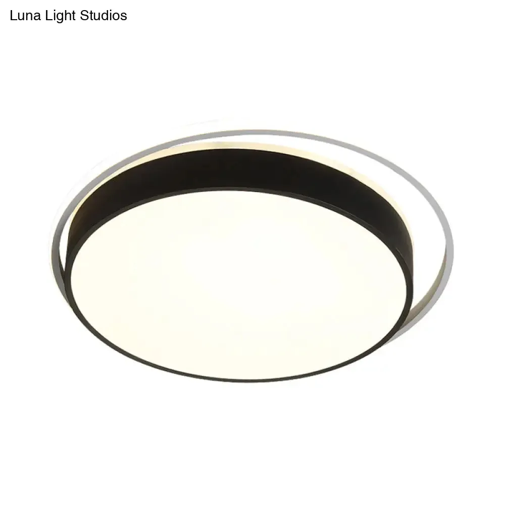 Round Flush Mount LED Ceiling Light in Simple Acrylic Design - Black/Gold Finish - Remotely Dimmable - 10"/18"/21.5" Width - Warm/White Light Options