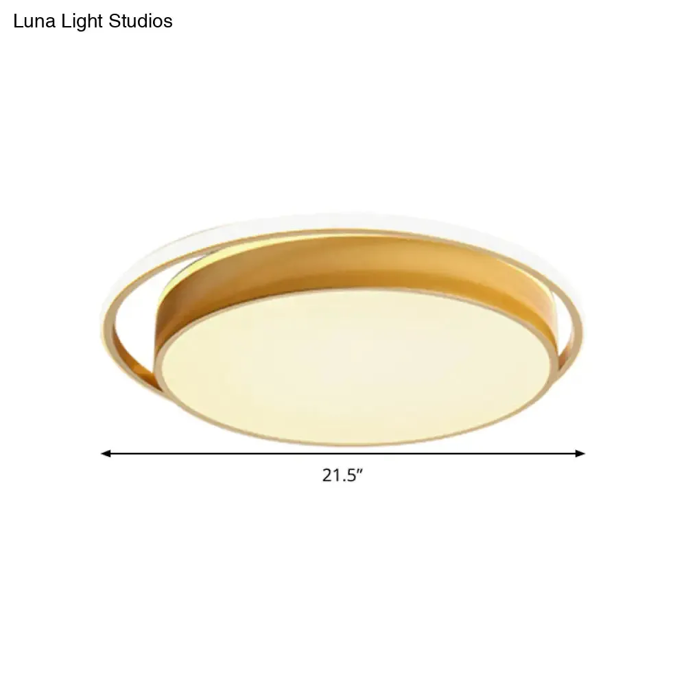 Round Flush Mount LED Ceiling Light in Simple Acrylic Design - Black/Gold Finish - Remotely Dimmable - 10"/18"/21.5" Width - Warm/White Light Options