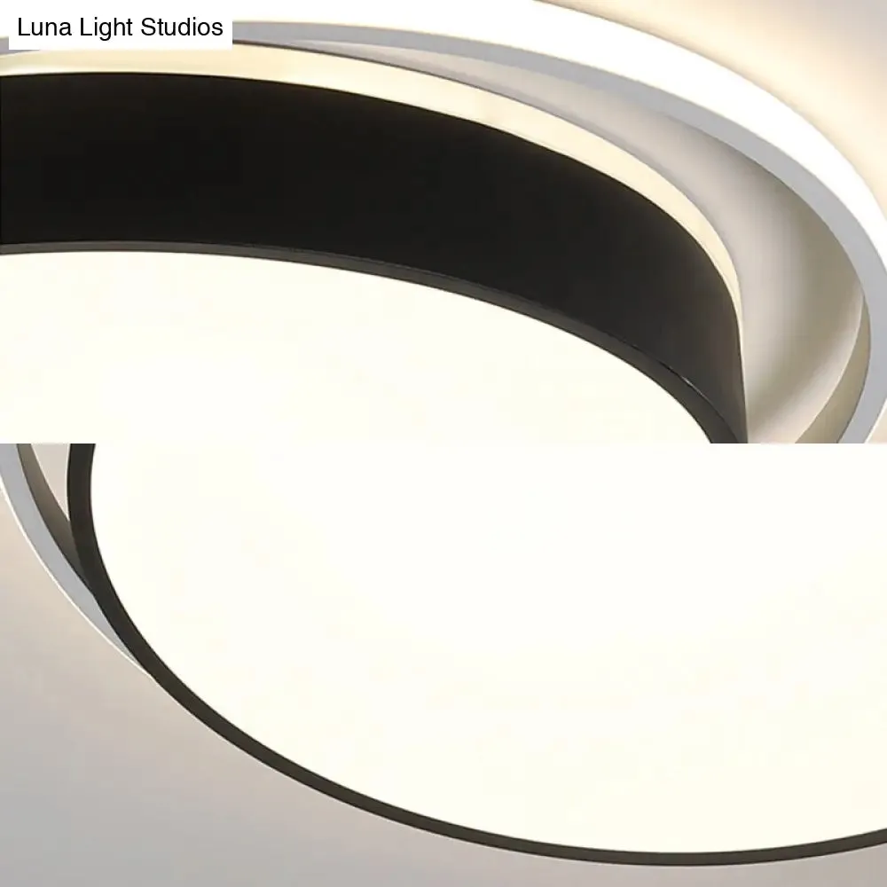 Round Flush Mount LED Ceiling Light in Simple Acrylic Design - Black/Gold Finish - Remotely Dimmable - 10"/18"/21.5" Width - Warm/White Light Options