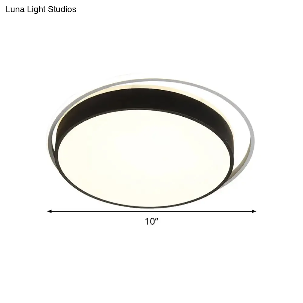 Round Flush Mount LED Ceiling Light in Simple Acrylic Design - Black/Gold Finish - Remotely Dimmable - 10"/18"/21.5" Width - Warm/White Light Options