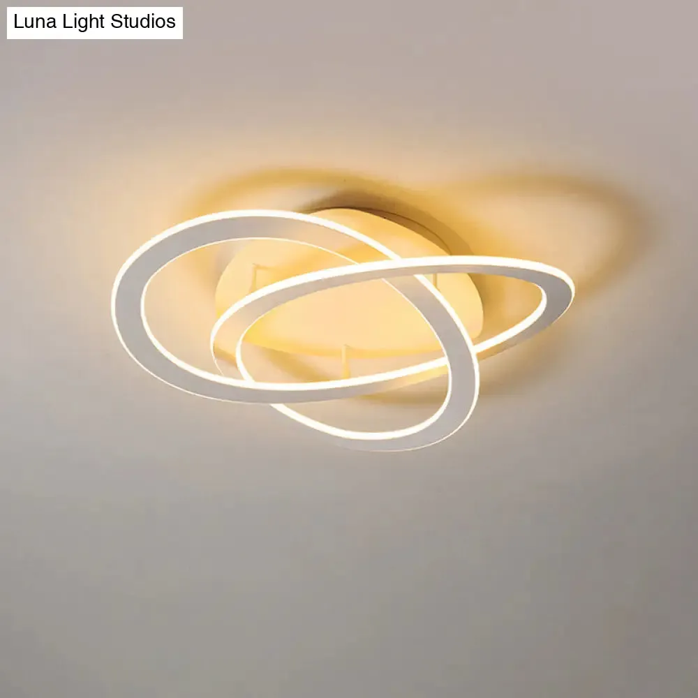 Semi Flush Mount LED Bedroom Ceiling Light with Acrylic Shade - White/Gold Finish, Warm/White Light (21.5"/29.5" W)