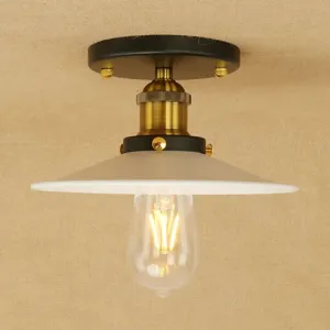 Sleek Saucer Ceiling Light in Black/White for Kitchen - Loft Semi Flush Mount Lighting with 1 Bulb