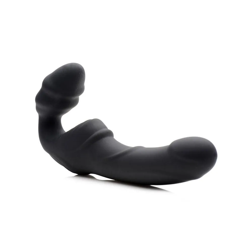 Slim Rider Ribbed Vibrating Silicone Strapless  Strap-On