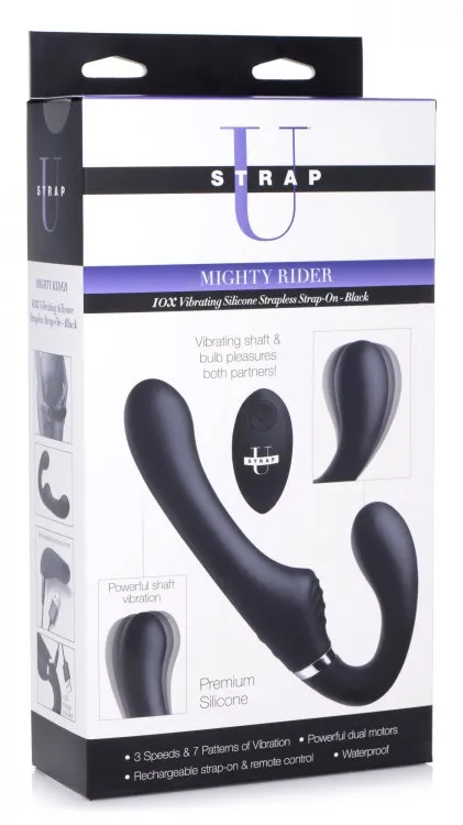 Strap U Mighty Rider 10x Vibrating Strapless Strap-on