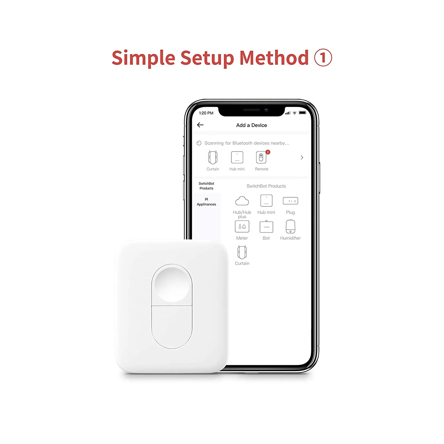 SwitchBot Remote | One Touch Button for SwitchBot Bot, Curtain, Color Bulb and LED Strip Light, Bluetooth Long Range 5.0