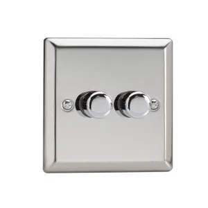 Varilight V-Pro LED Dimmer Switch - 2 Gang 2 Way - Chrome