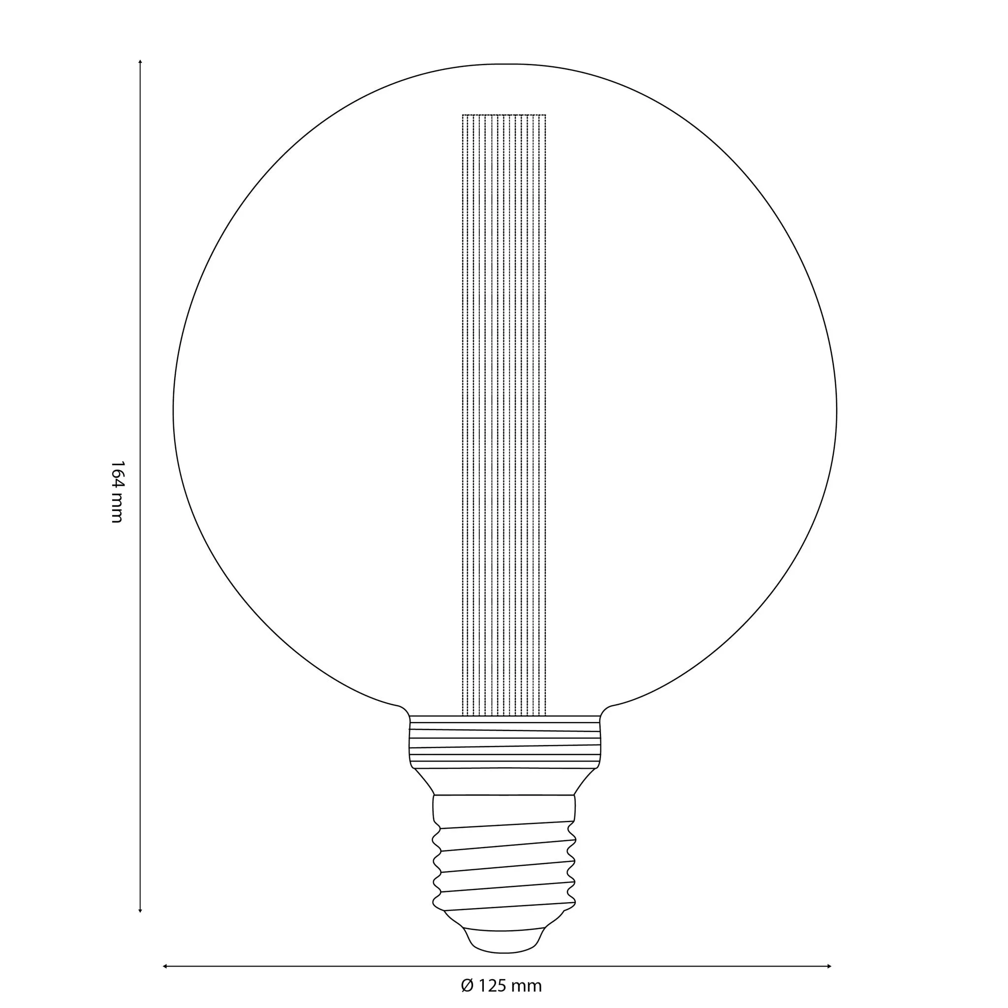 Vintlux E27 Dimmable LED Filament Lamp 2.3W G125 50lm 1800K Rainn Globe XL Smoke