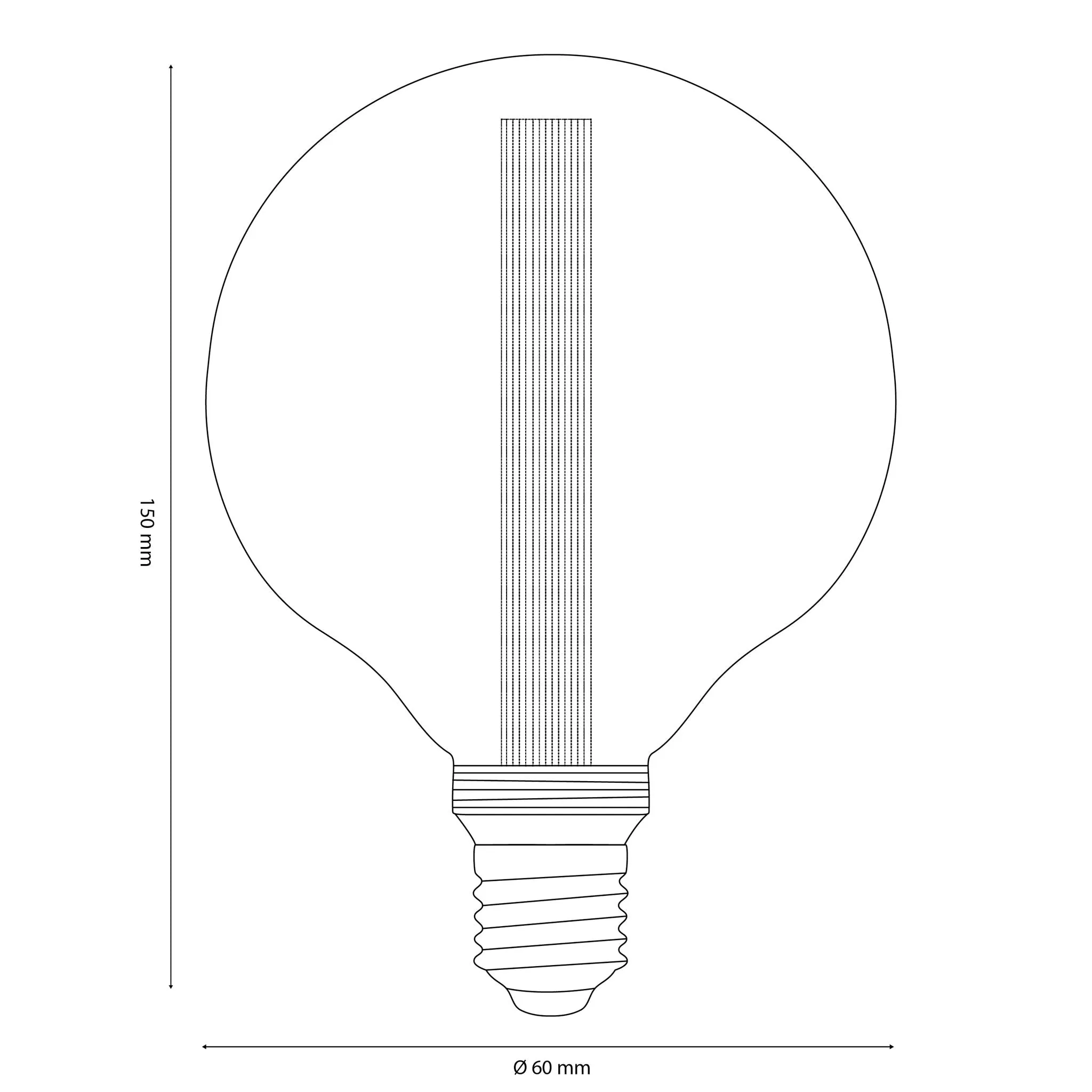 Vintlux E27 Dimmable LED Filament Lamp 2.3W G95 50lm 1800K Rainn Globe Smoke