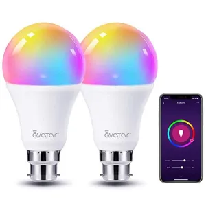 WiFi Smart Bulb Alexa Light Bulbs B22 Bayonet 8W RGBCW Works with Alexa/Google Home Colour Dimmable =70W 800LM by Avatar Controls by App No Hub Required (Updated 3000-6200K, 2 Pack)