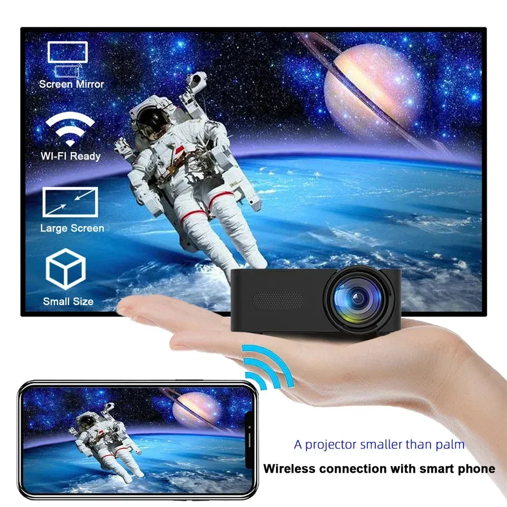 YT100 Portable Smart Projector WiFi Mini Projector HD Video Projector Compatible For Smart Phones Tablet Accessories